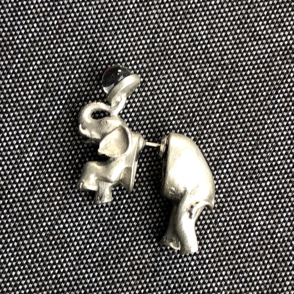 Pewter Elephant Single Sided Earring Colorful Crystal Ball (Solid Heavy) NEW - Picture 3 of 9